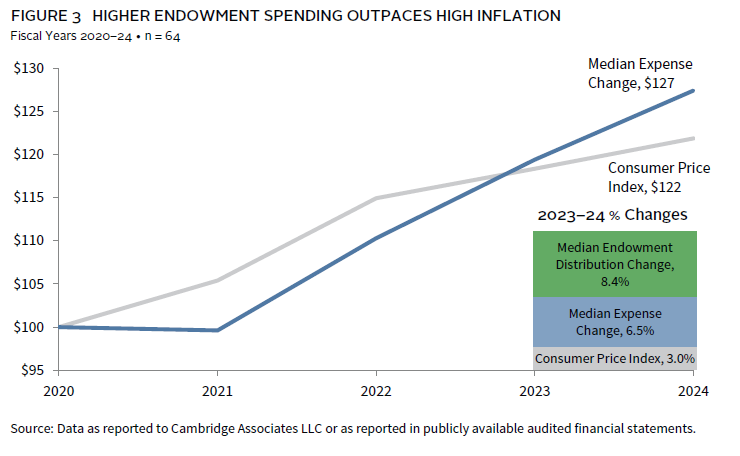 Bar chart showing the average asset allocation for endowments, with a large weight in private equity.